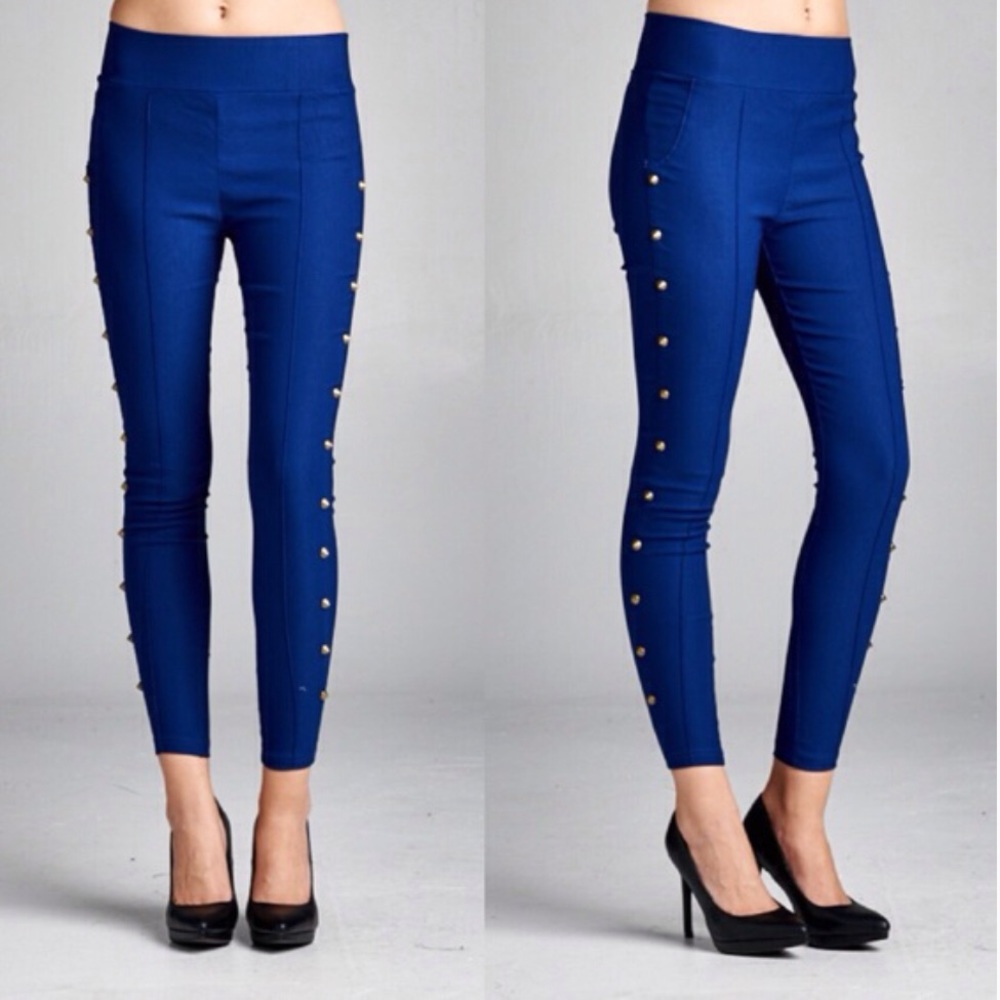 BLUE GOLD STUDDED PANTS SIZE 0-3